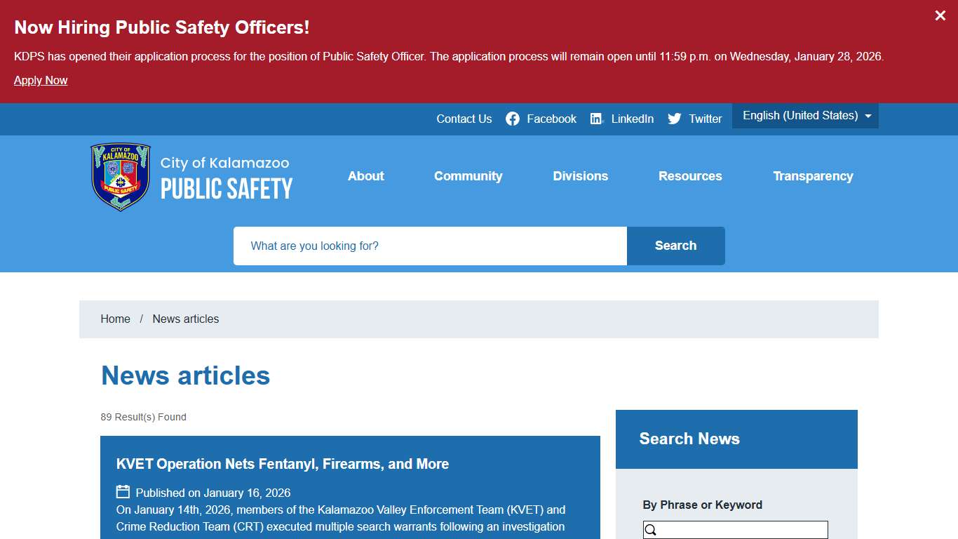News articles Kalamazoo Public Safety